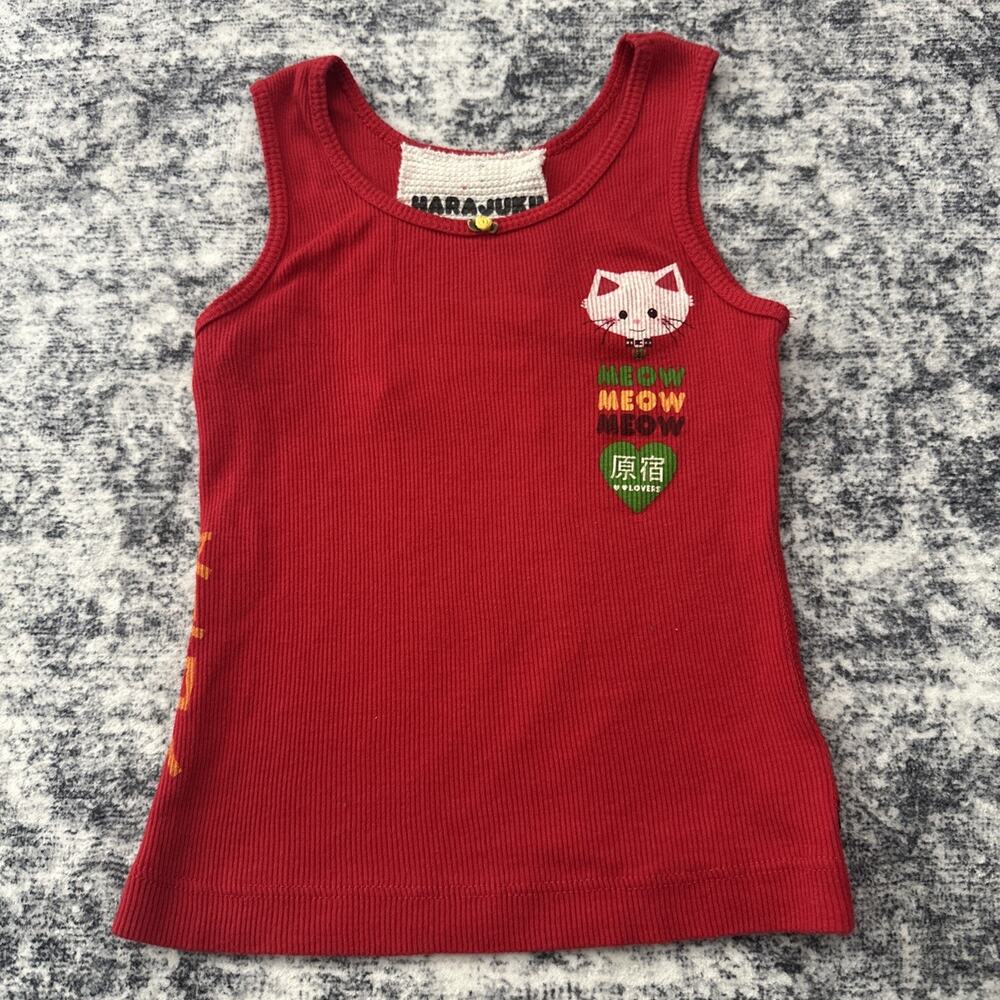 4T Gwen Stefani Harajuku Lovers Tank Top No Doubt Red Kitty Toddler Meow Shirt
